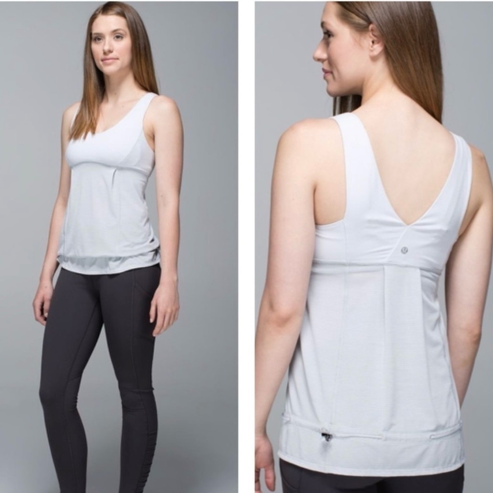 Lululemon Hustle and Bustle Tank Top  Heather Gray Stripe Size 12